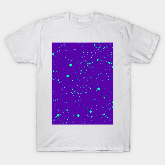 Aqua Spray Splatter On Purple Surface T-Shirt by Pulpixel